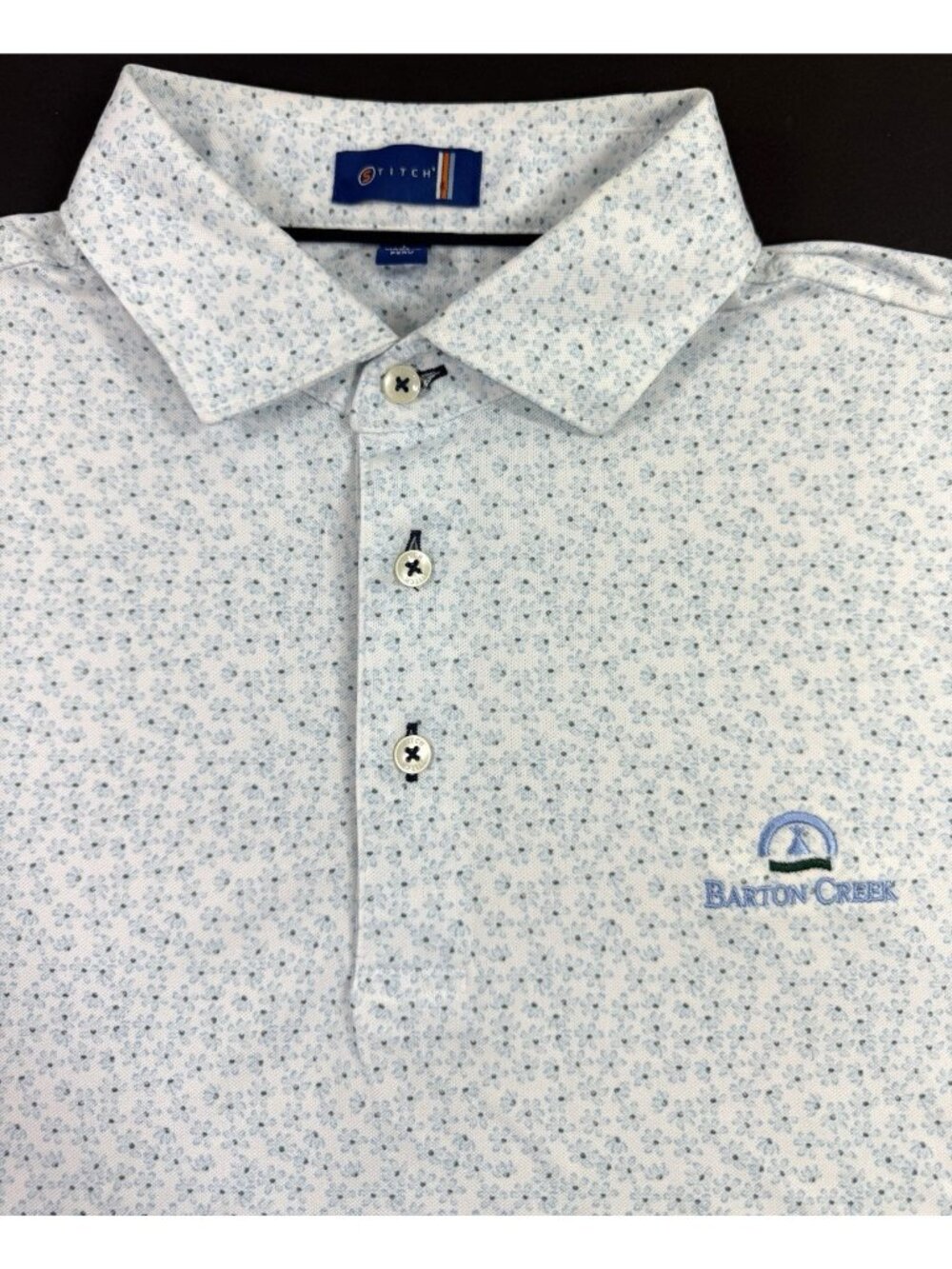 Stitch Mens Polo Shirt Size Large Golf Barton Creek Country Club Floral Print